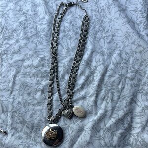 Vintage Juicy Couture layered Silver locket Necklace with Charms